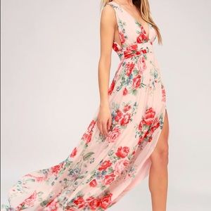 Blush Floral Print Maxi Dress